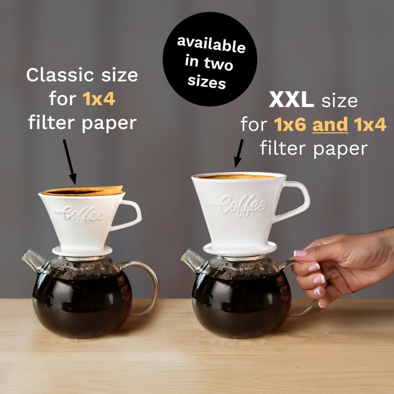 Creano XXL Porcelain Coffee Dripper Saffron - Ceramic Cone Brewer - Pour Over Coffee Maker - Filter Size 4 - huge and heavy quality 800gr/28oz - 6 Colours availeble - Image 5